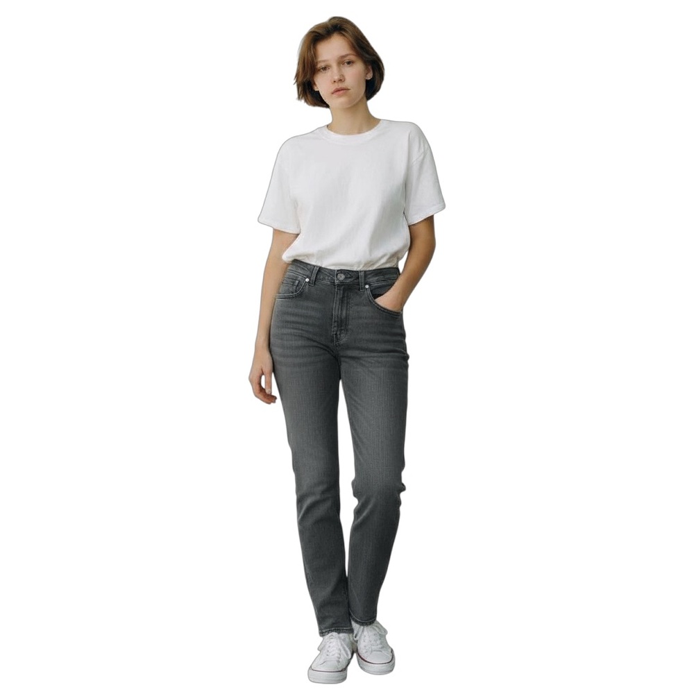 BLK DNM NYC Womens Button Fly Straight Jeans 26x30 Size 2 Gray Denim NEW